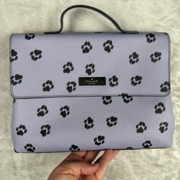 Kate Spade Lilac Paw Print Cosmetic Travel Bag Organizer Makeup Pouch
